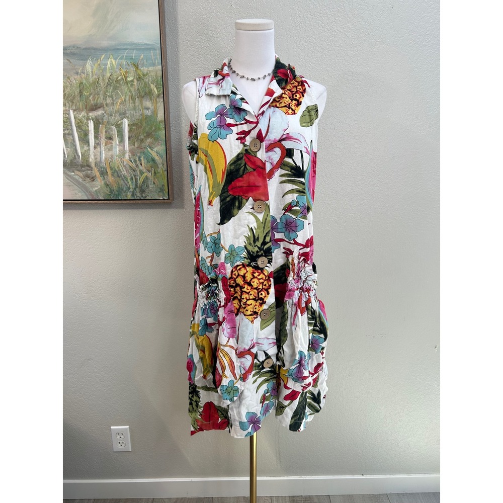 Forcynthia Tropical Linenโ Blend Tunic Dress Size S